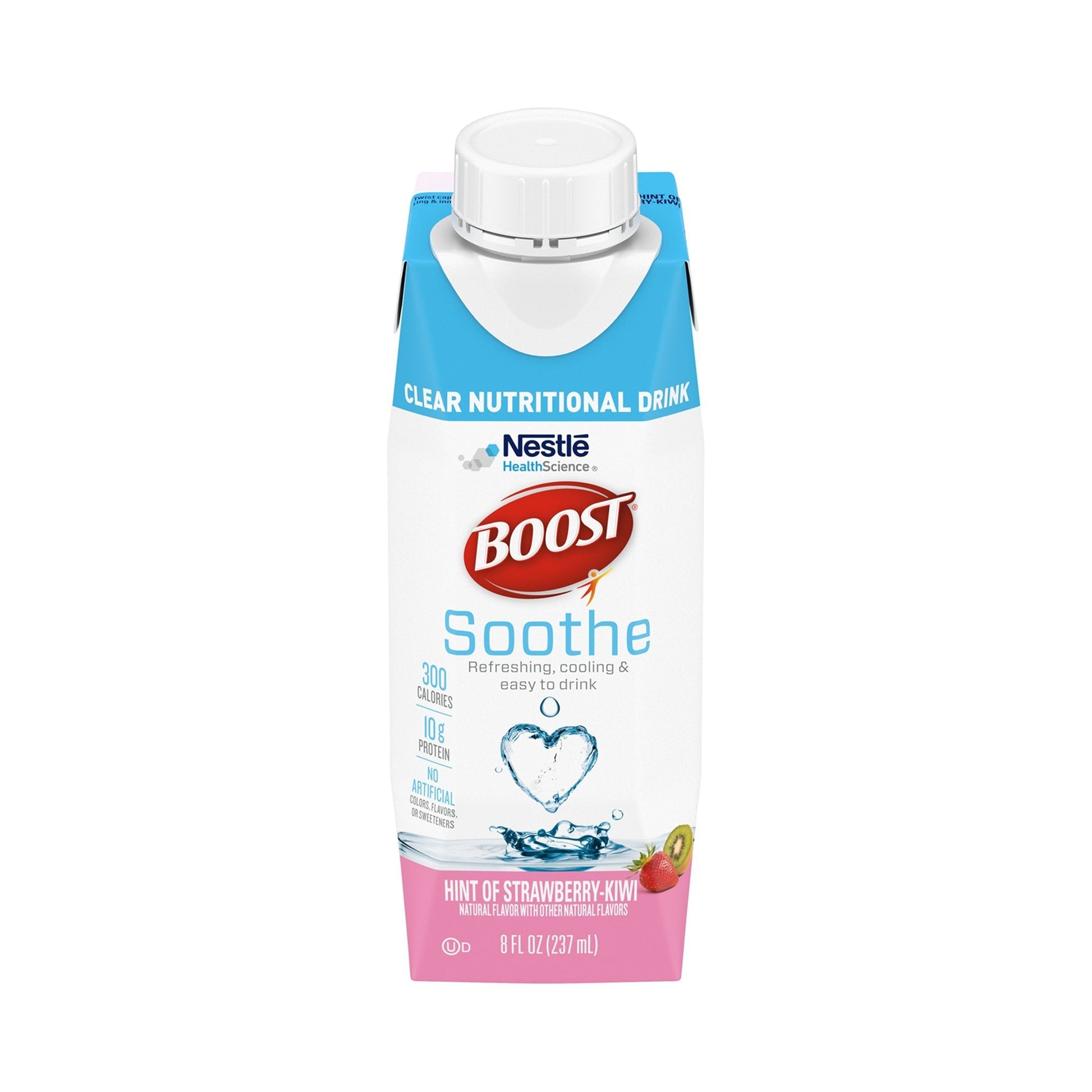 Clear nutritional drink carton—Boost Soothe, strawberry kiwi, 8 fl oz (237 mL)