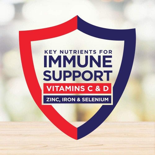 Boost VHC creamy strawberry carton with immune support graphic showing vitamins C and D