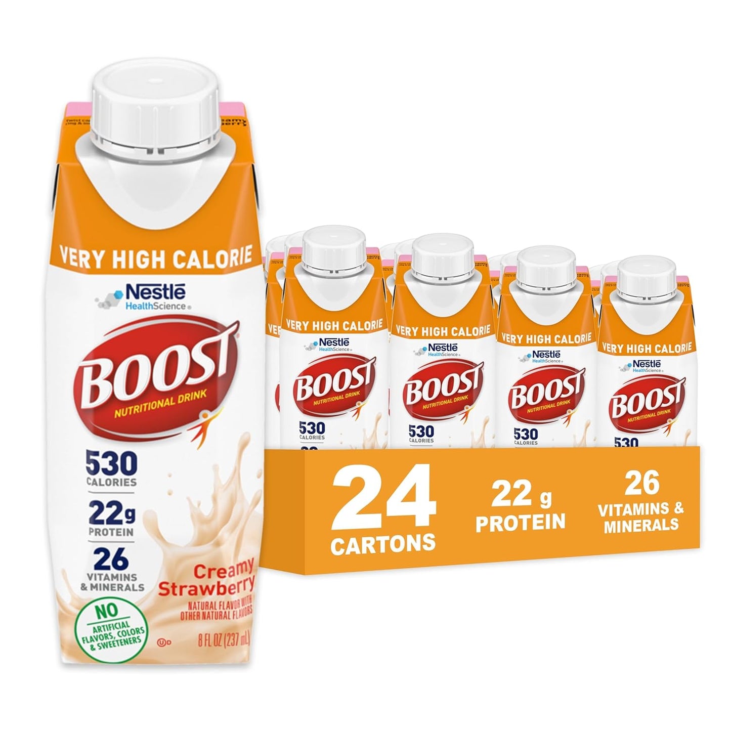 Nestle Boost Very High Calorie creamy strawberry nutritional drink carton, 8 fl oz