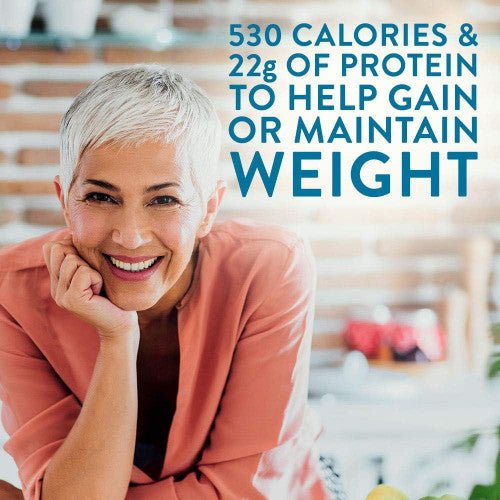 Boost VHC creamy strawberry carton with weight support message 530 calories and 22g protein