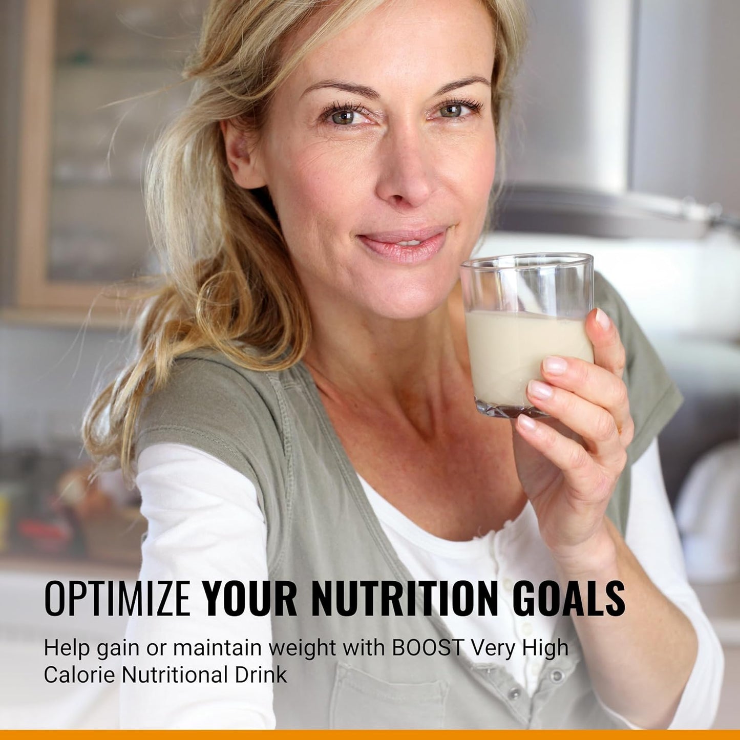 Very vanilla VHC high-calorie nutritional drink in a glass