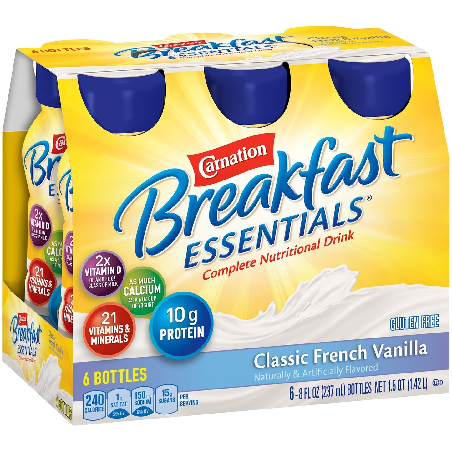 Breakfast Essentials French vanilla 6-bottle pack with blue bottle caps