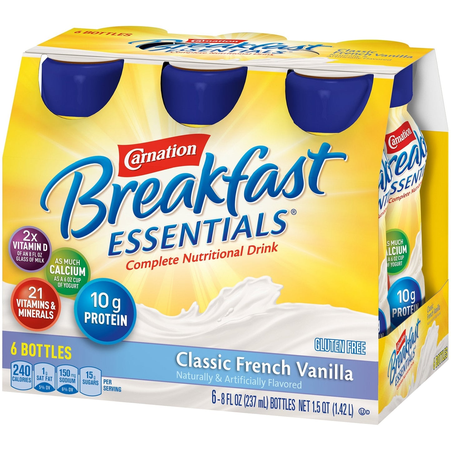 Breakfast Essentials French vanilla 6-bottle pack front with Classic French Vanilla text