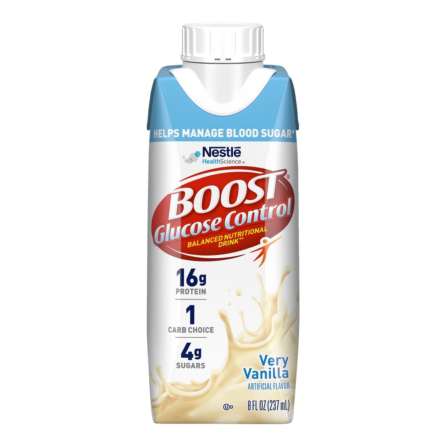 Nestlé Boost Glucose Control drink carton, Very Vanilla, 8 fl oz (237 mL)