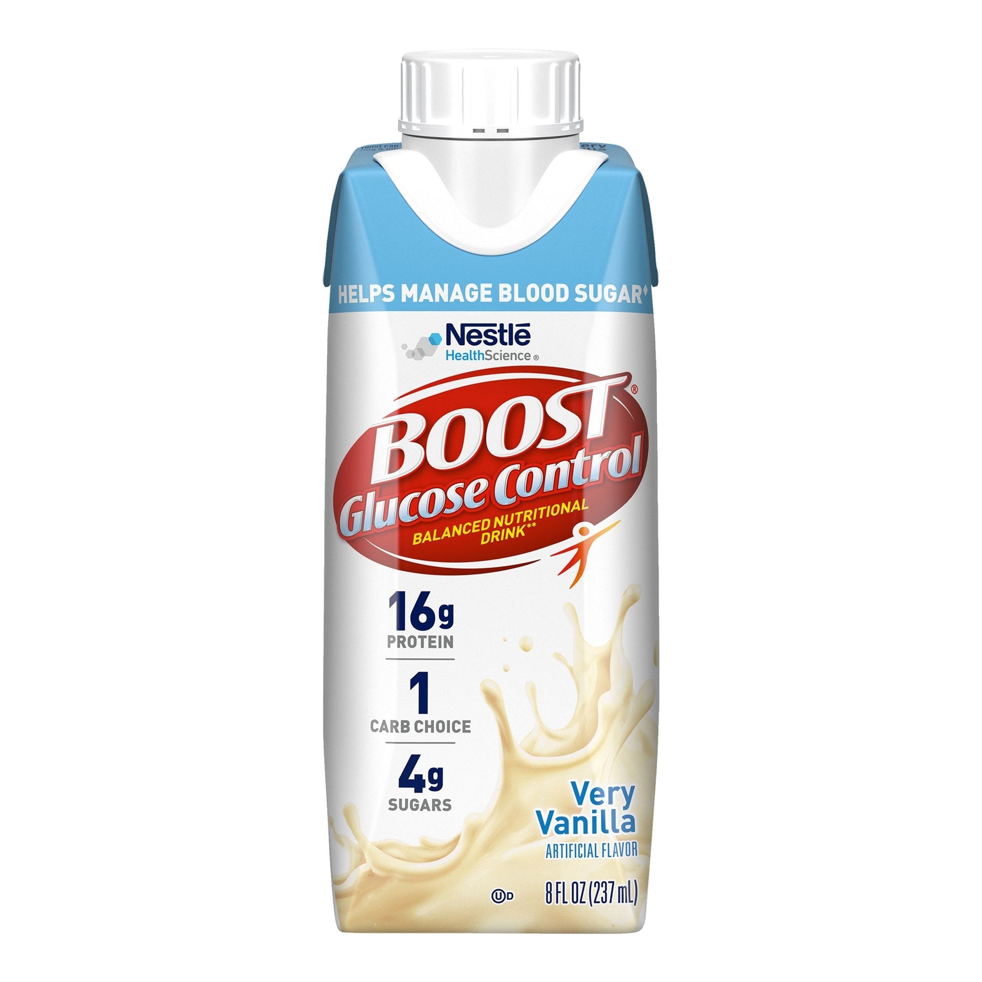 Nestlé Boost Glucose Control drink carton, Very Vanilla, 8 fl oz (237 mL)