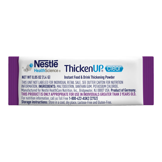 ThickeneUp clear instant thickening powder packet, 0.05 oz (1.4 g) unit label