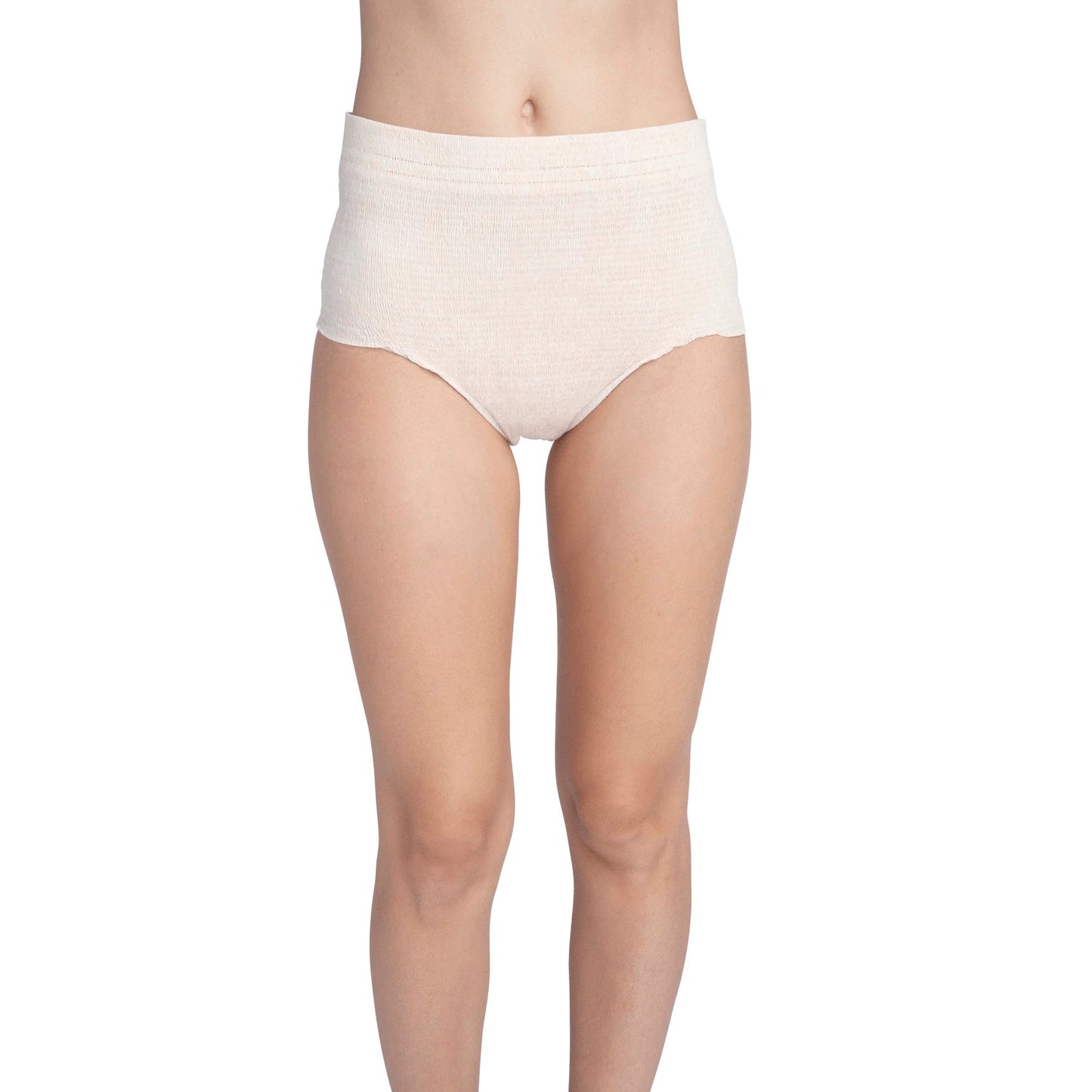 Nexwear women's incontinence underwear, light beige brief style with wide waistband.