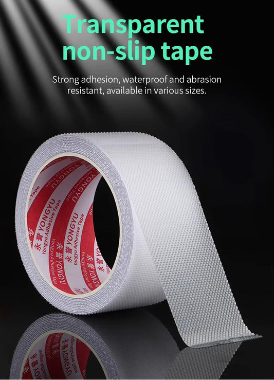 Transparent non-slip grab bar tape roll with textured adhesive grip surface