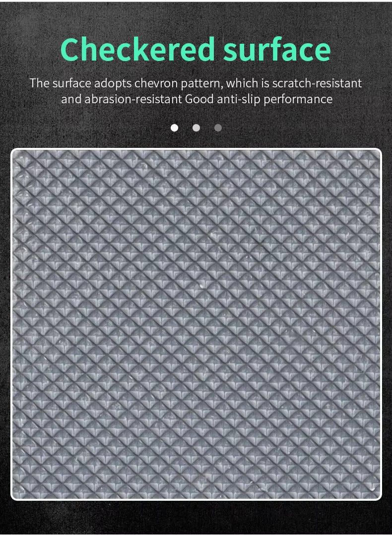 Close-up of transparent non-slip tape chevron pattern textured grip surface