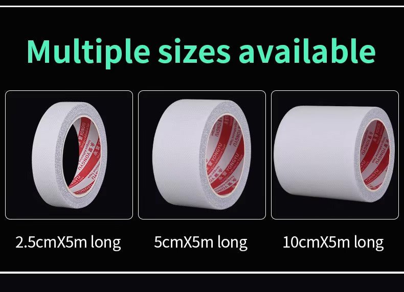 Transparent non-slip tape rolls showing widths 2.5cm, 5cm, and 10cm