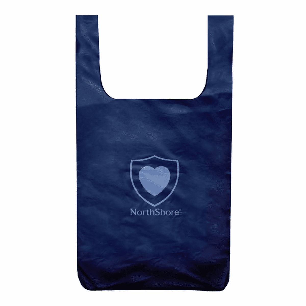 Navy disposal bag with top tie opening and privacy shield logo