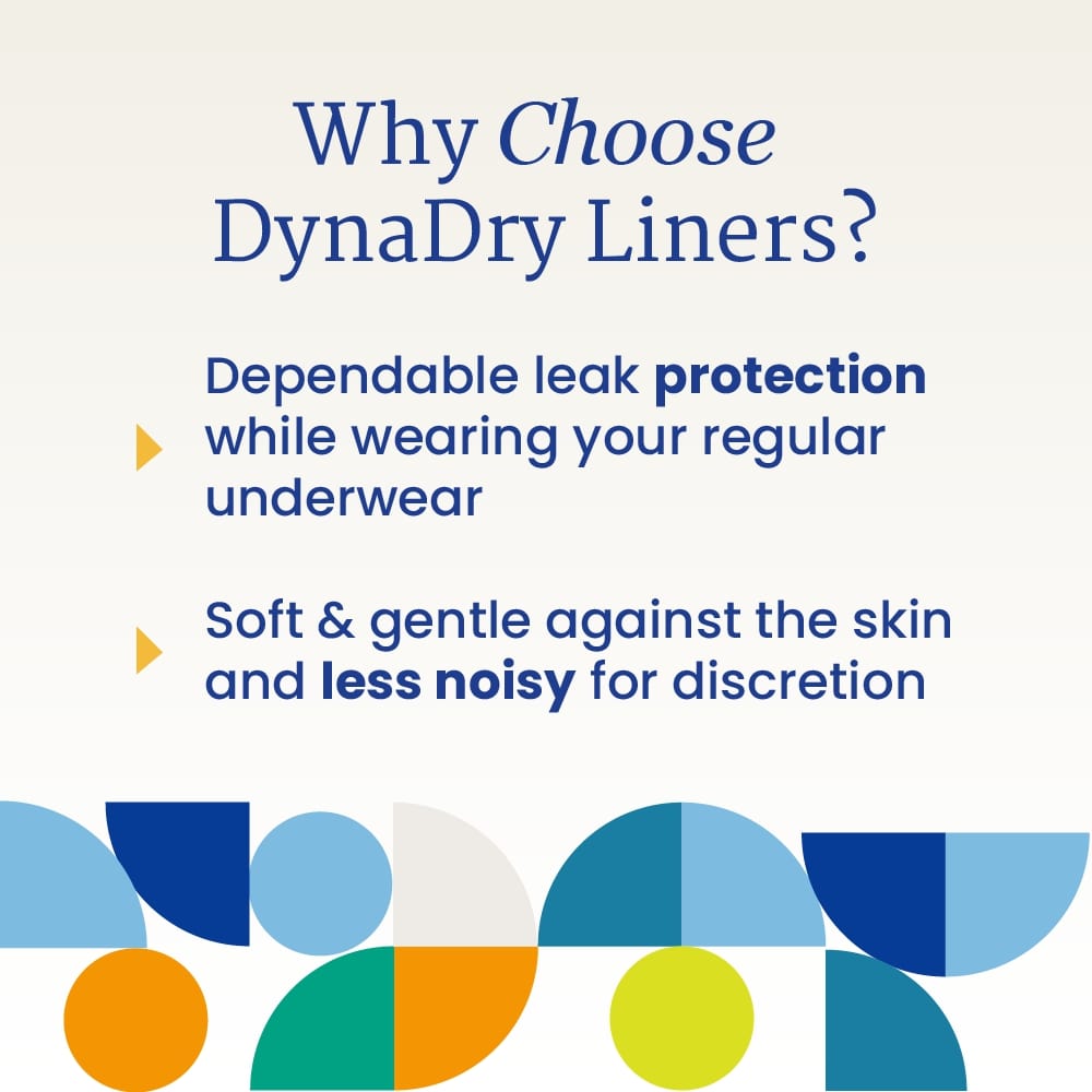 DynaDry bladder control pad liner concept showing ultra-absorbent core and soft surface