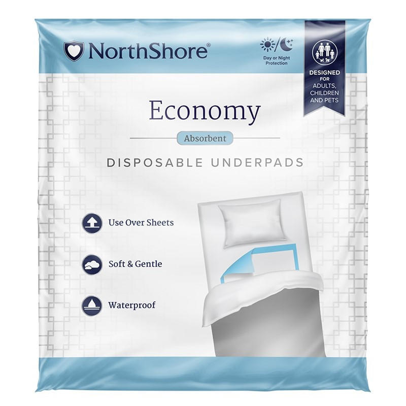 Economy disposable underpad pads, absorbent and waterproof, day & night protection