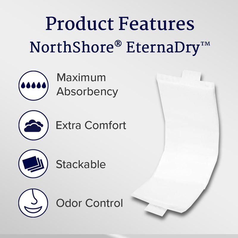 EternaDry booster pad features: maximum absorbency, extra comfort, stackable