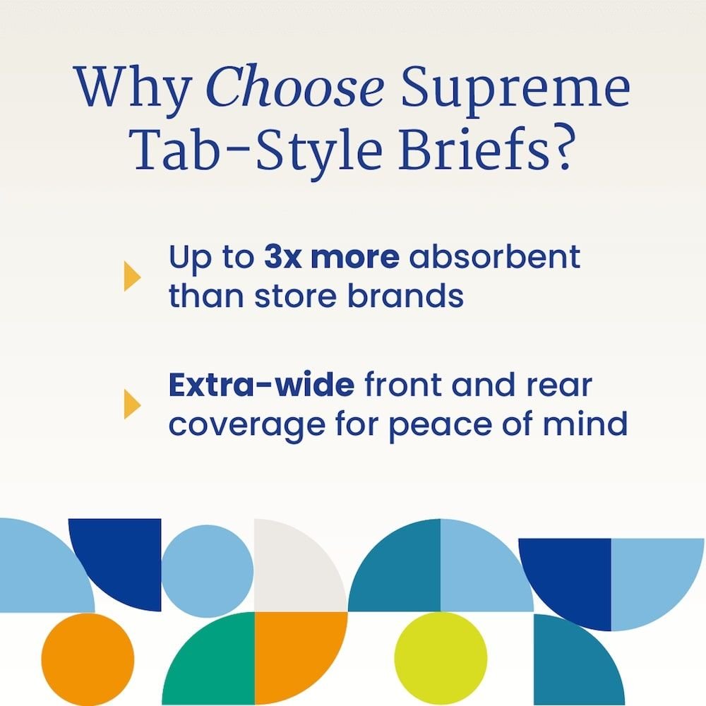 Why choose Supreme tab-style briefs: extra- wide front and rear coverage
