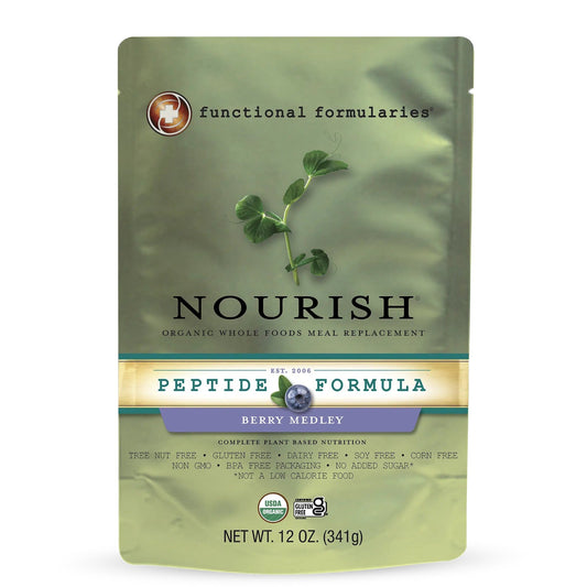 Nourish peptide formula pouch, Berry Medley, organic tube-feeding supplement