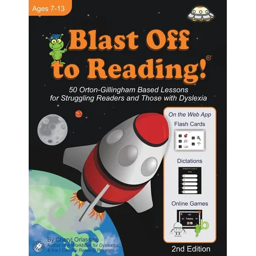 Children's reading lessons paperback with rocket and planets on cover
