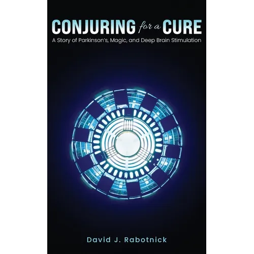 Paperback book cover, dark blue with teal circular pattern and title 'Conjuring for a Cure'