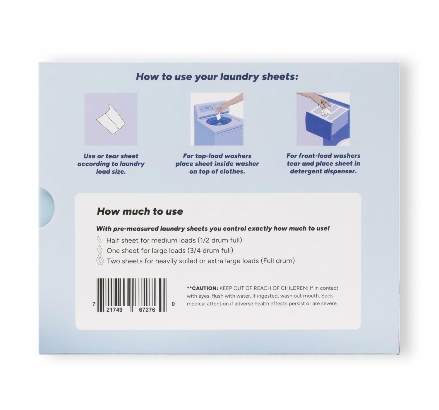 Back of Nature Spin laundry detergent sheets box with how-to-use directions