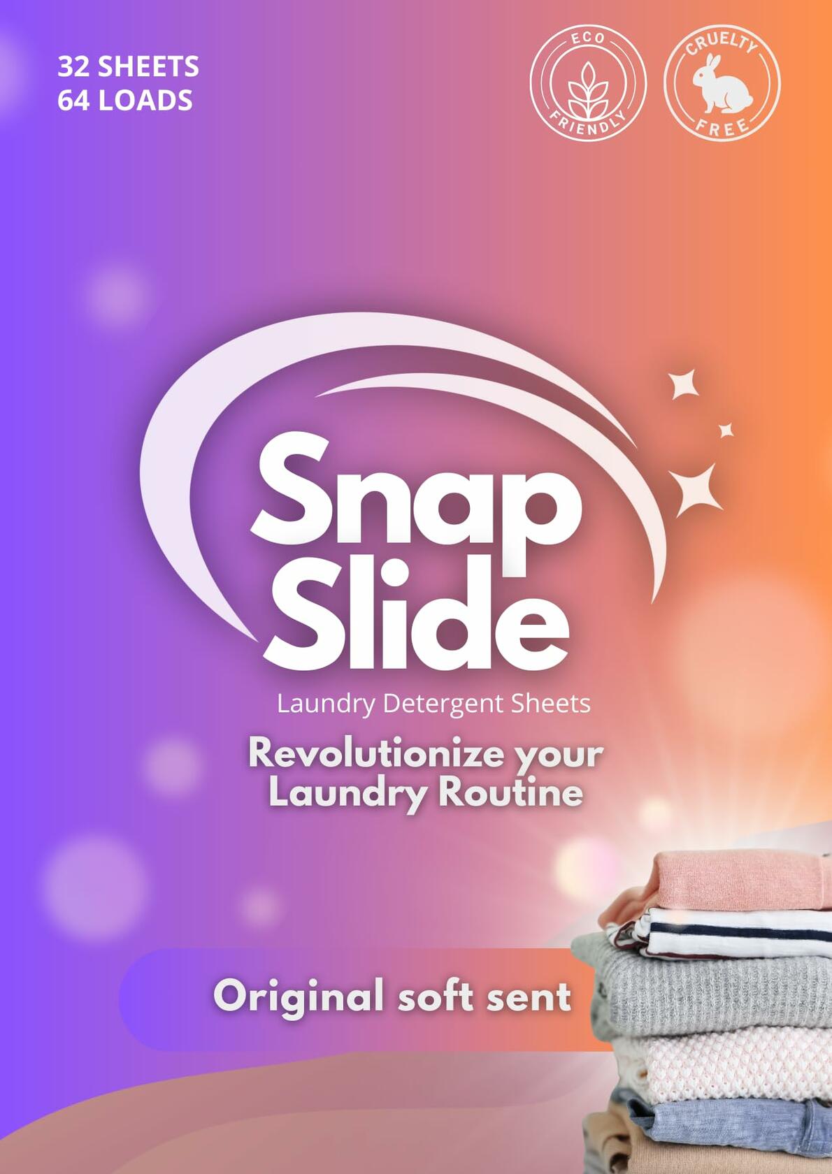 Laundry detergent sheets on folded towels