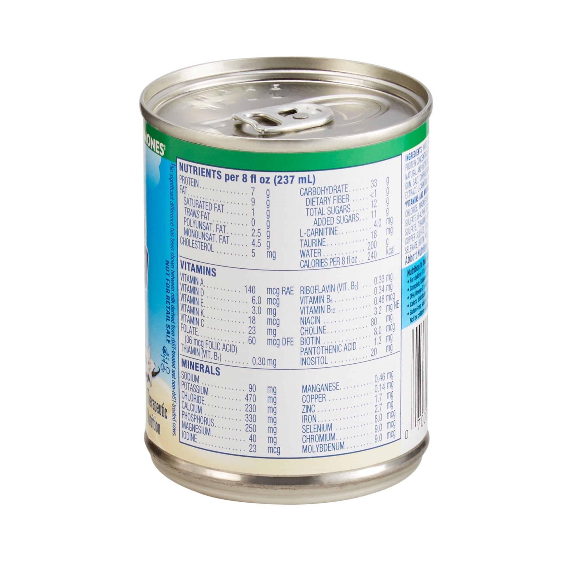 Pediasure Grow & Gain vanilla 8 fl oz can, nutrition facts panel