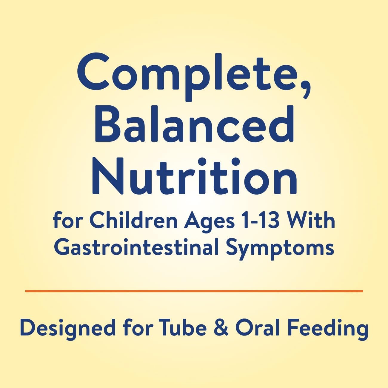 Marketing panel: Complete, Balanced Nutrition for children ages 1–13 with GI symptoms