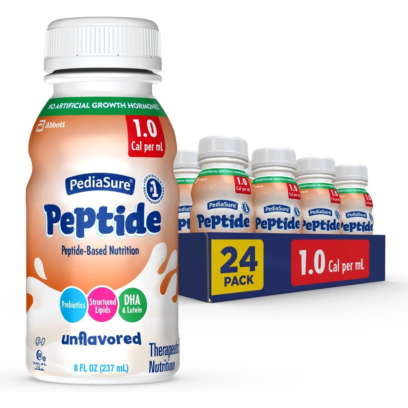 PediaSure Peptide 1.0 Cal unflavored bottle, 8 fl oz (237 mL)