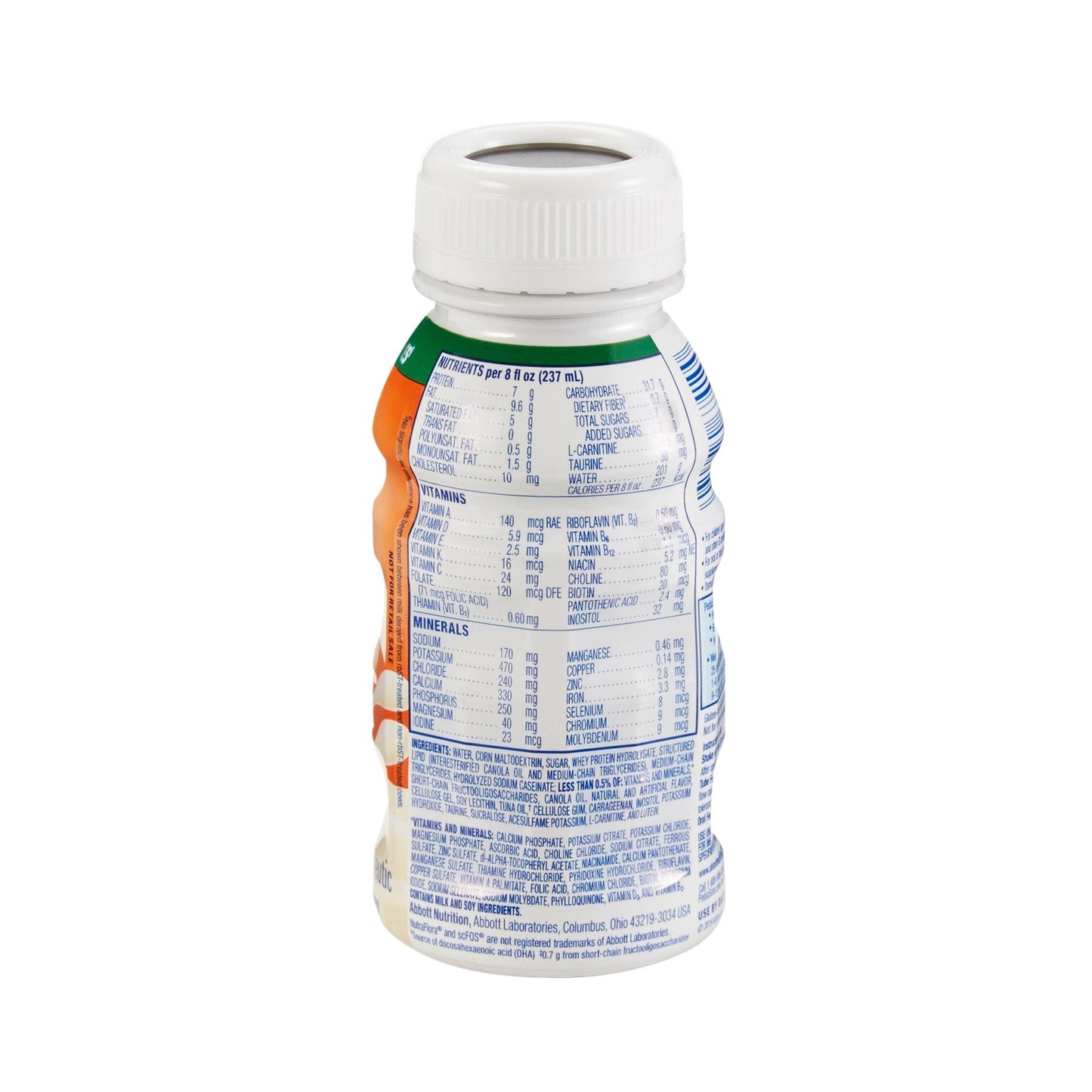 PediaSure Peptide 1.0 Cal vanilla bottle back label, nutrition details