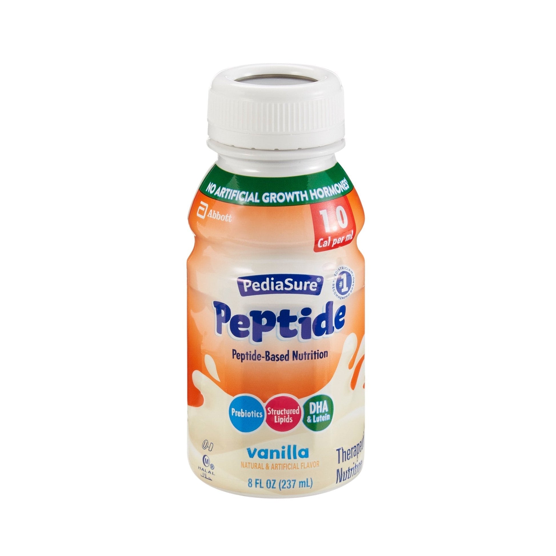 PediaSure Peptide 1.0 Cal vanilla bottle, single front view