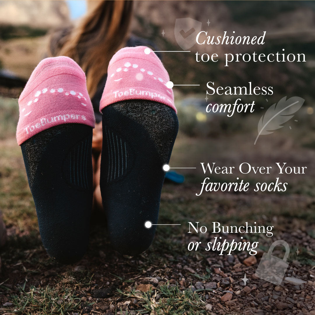 Women's Toe Protection Socks for Runners, Skiers, and Court Sports (4-Pack) Toe Bumpers
