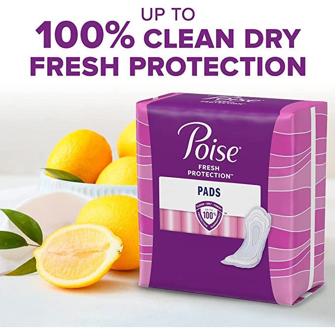 Poise Fresh Protection regular incontinence pads, light absorbency, packaged box