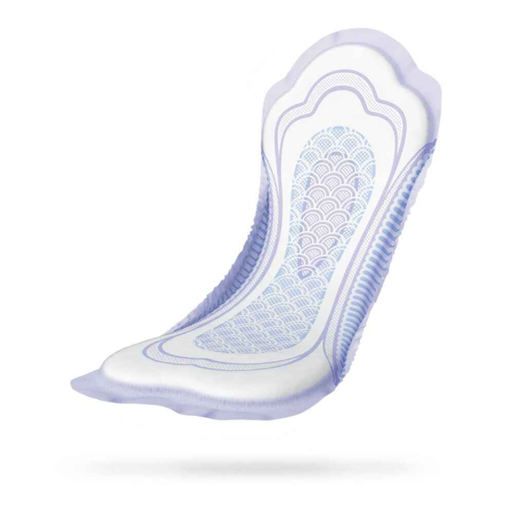 Regular incontinence pad with blue absorbent channels, moderate 4-drop protection