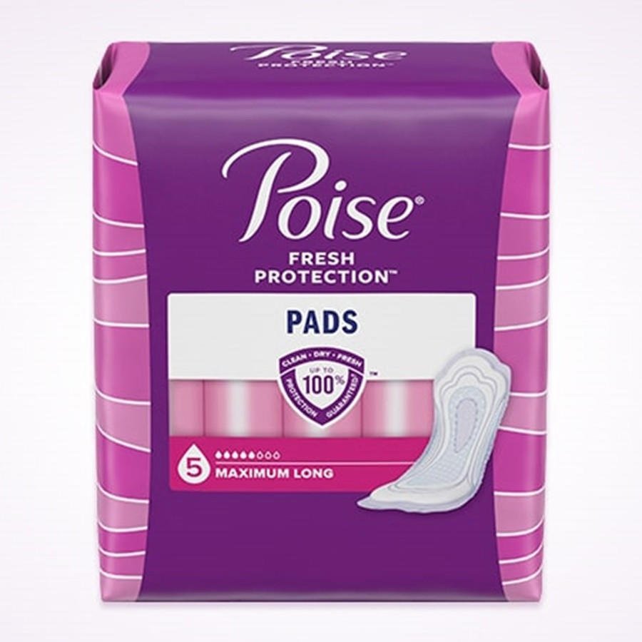 Poise 5-drop maximum long absorbency incontinence pad box