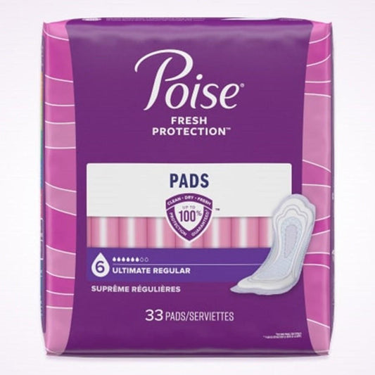 Poise incontinence pads, Ultimate Regular (6 drops), 33 pads per pack