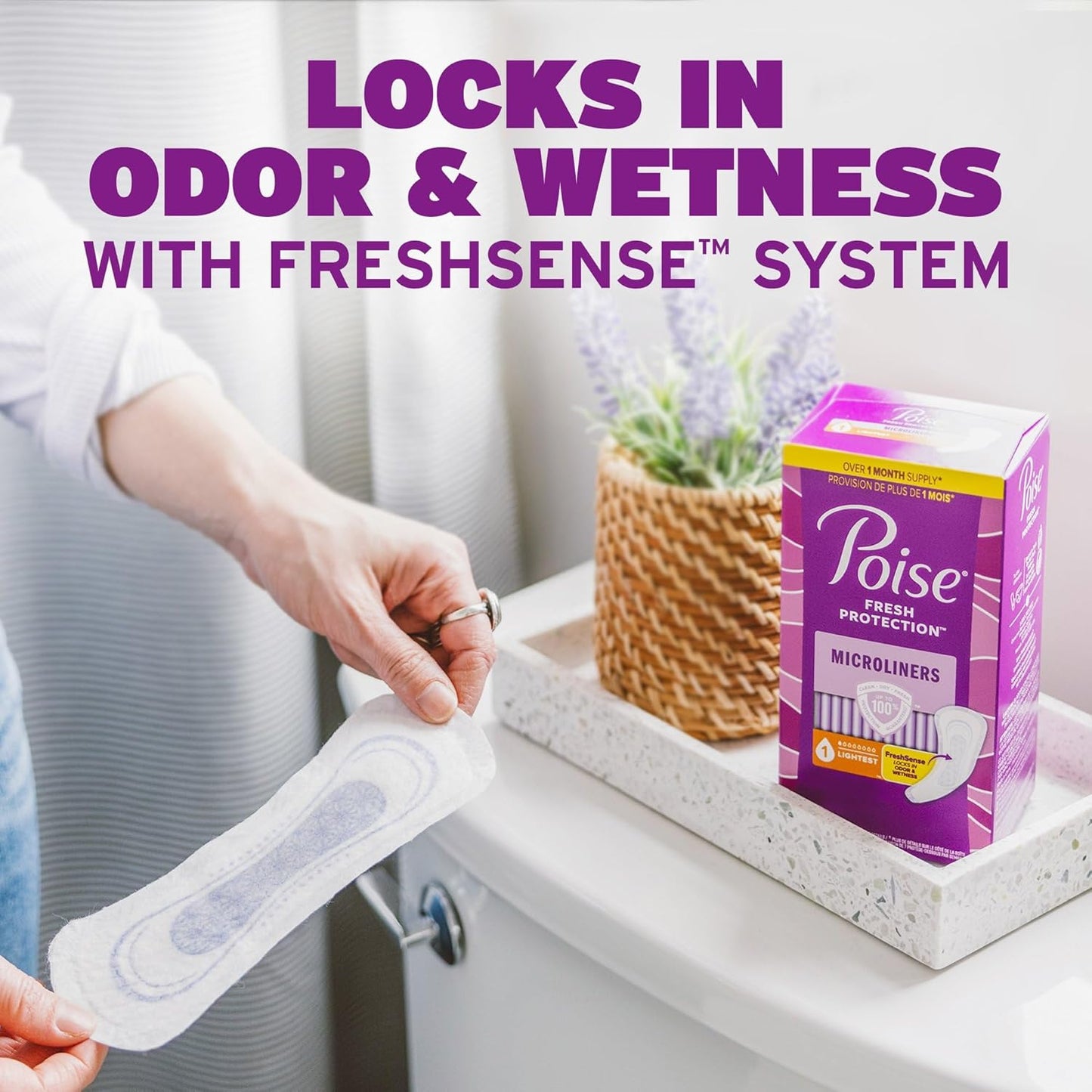 Microliner with FreshSense system; liner in hand beside product box