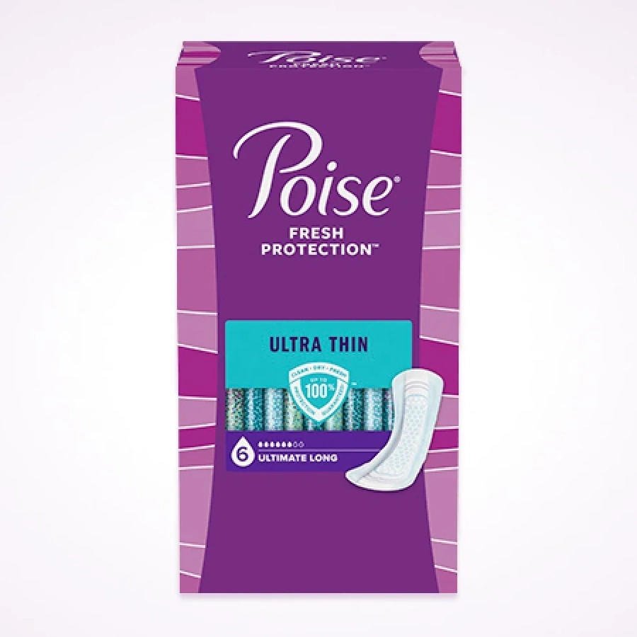 Poise ultra thin ultimate long pads, 6-drop absorbency, long length pack