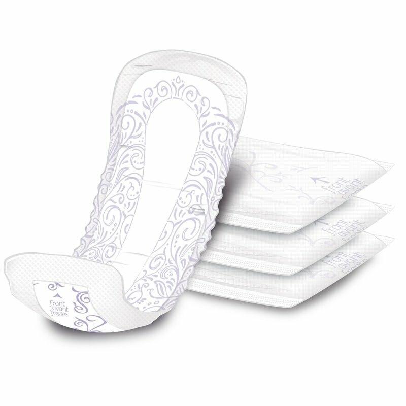 Ultimate long absorbent pads, white stack with patterned front and adhesive