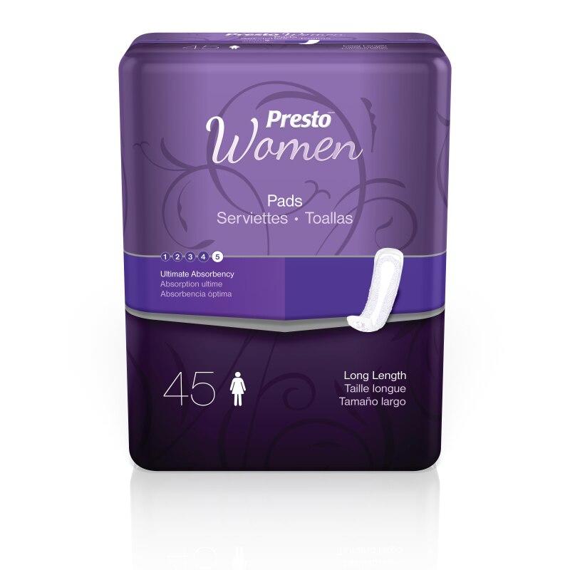 Ultimate long pads, pack of 45; one pad shown with adhesive strip