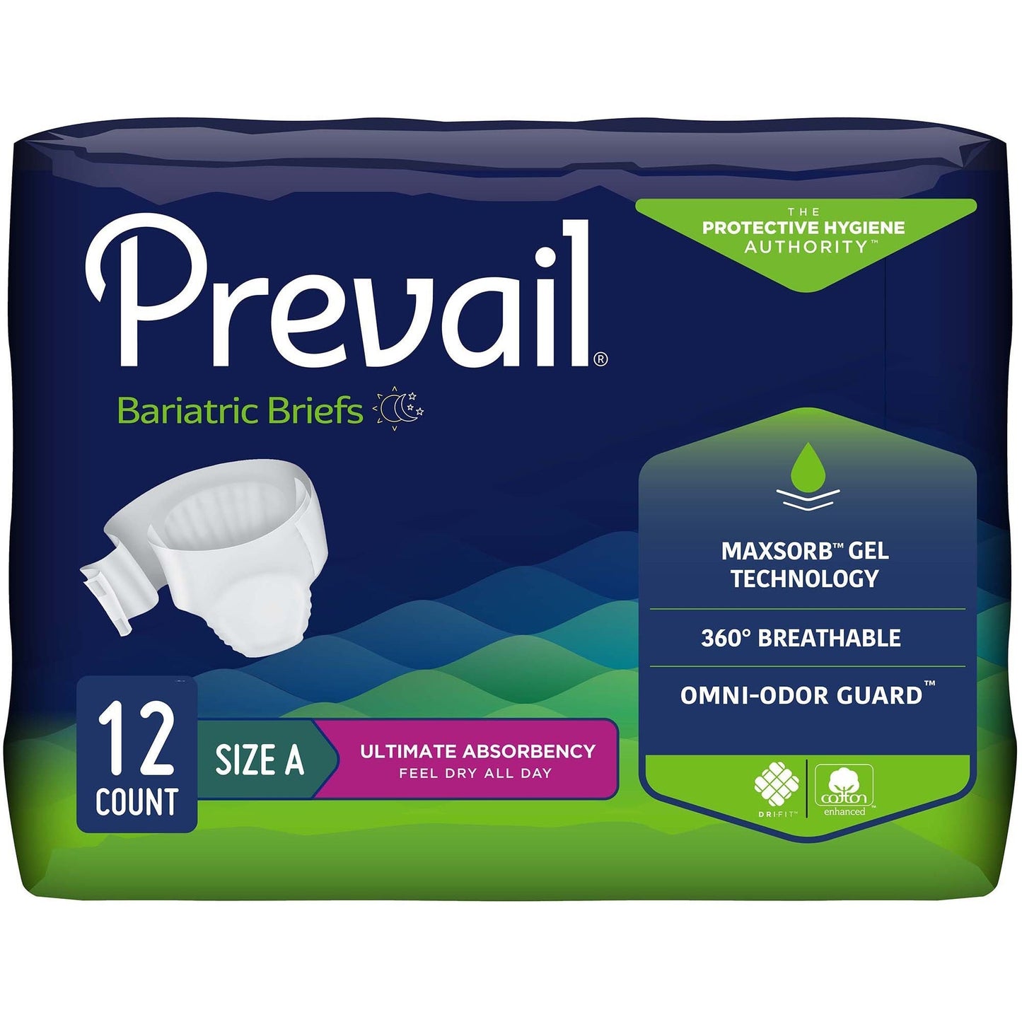 Prevail bariatric briefs, Size A, 12-count package