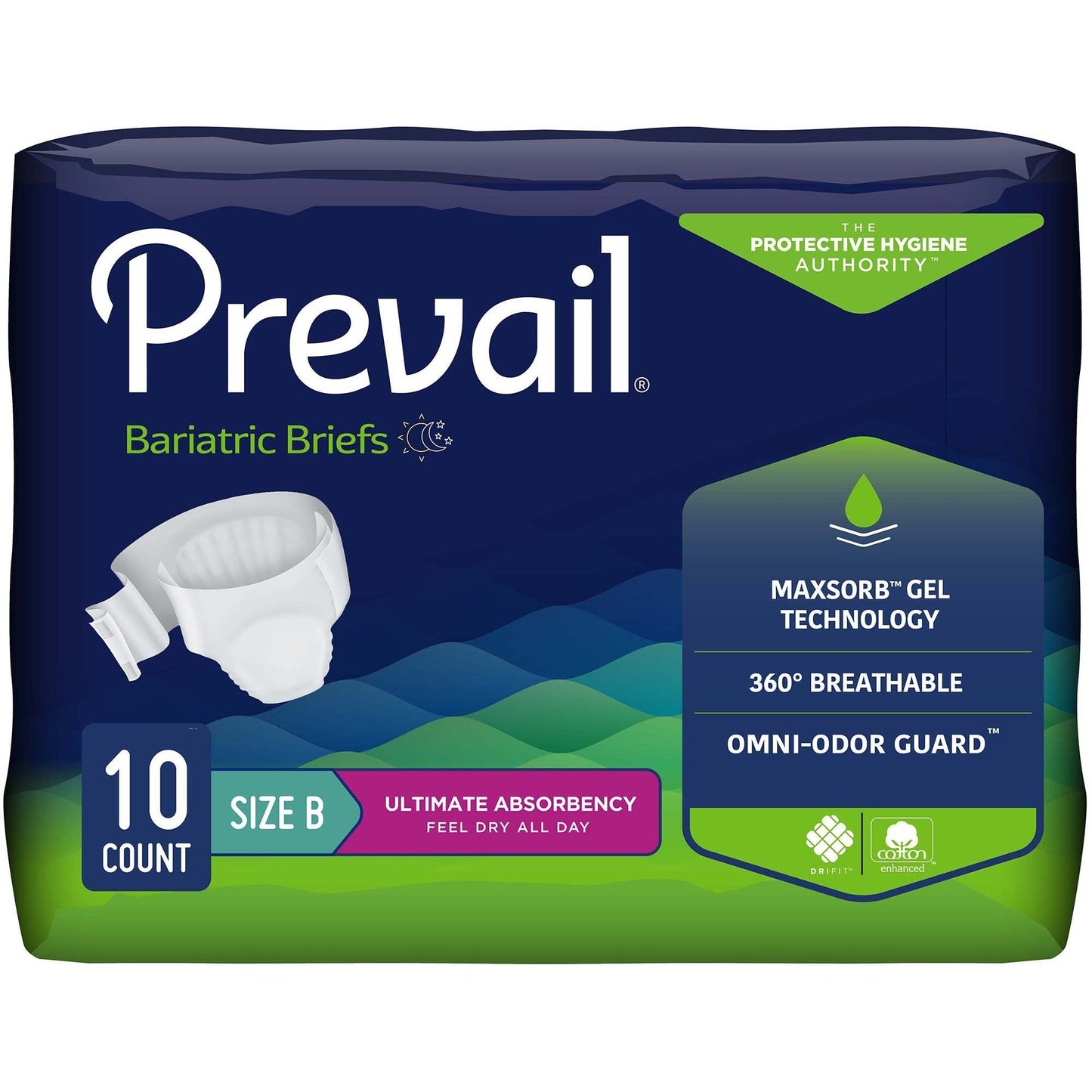 Prevail bariatric briefs, Size B, 10-count package