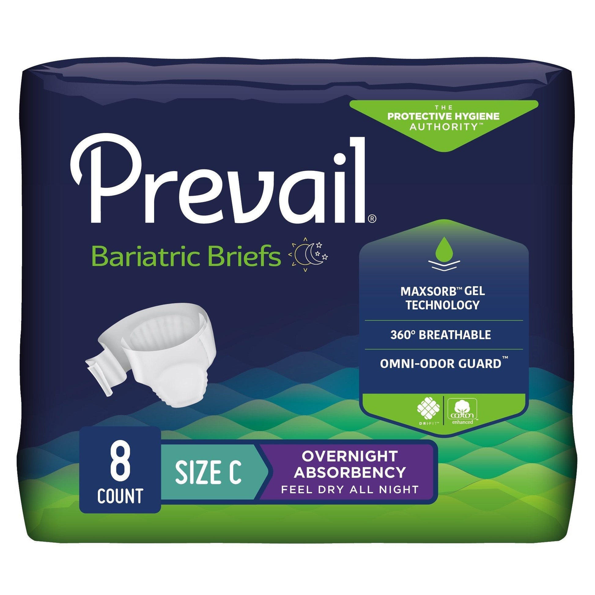 Prevail bariatric briefs, Size C, 8-count package