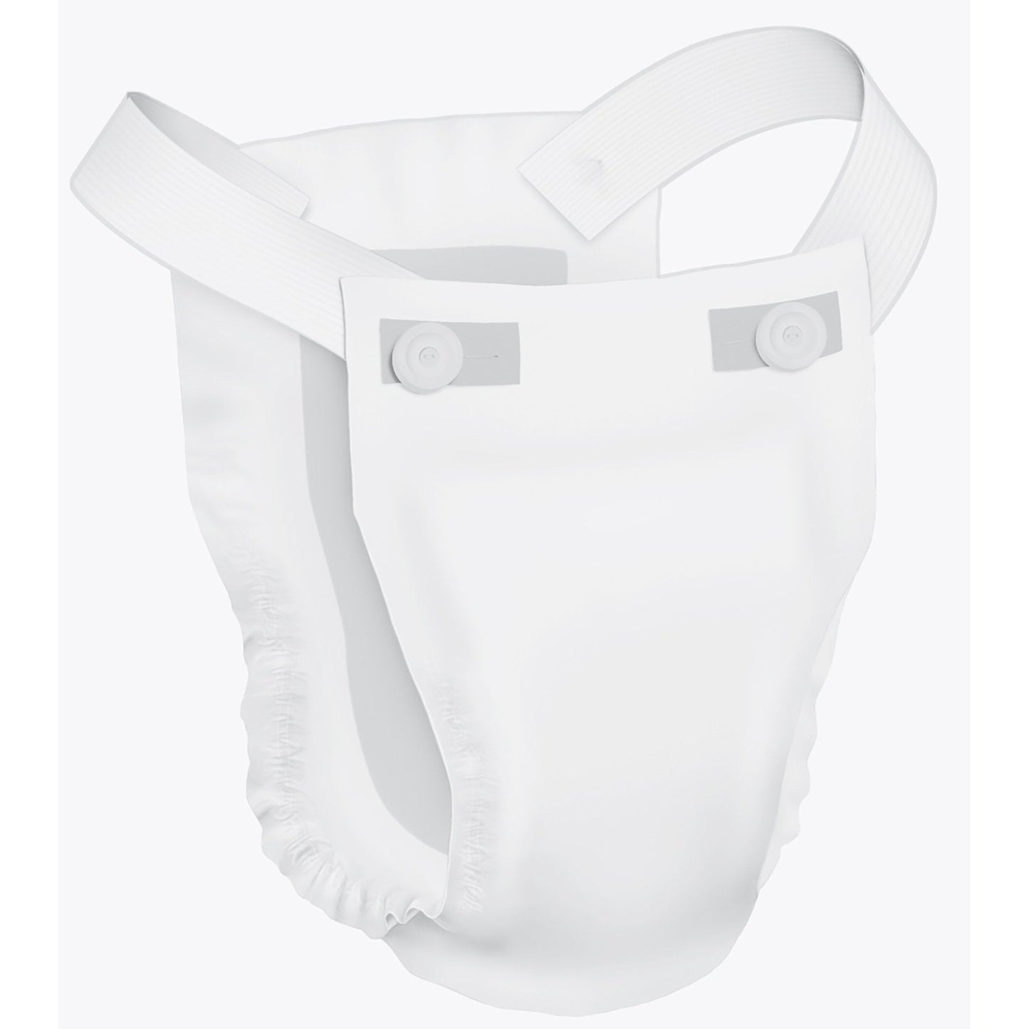 White belted incontinence shield with fastening tabs, one size