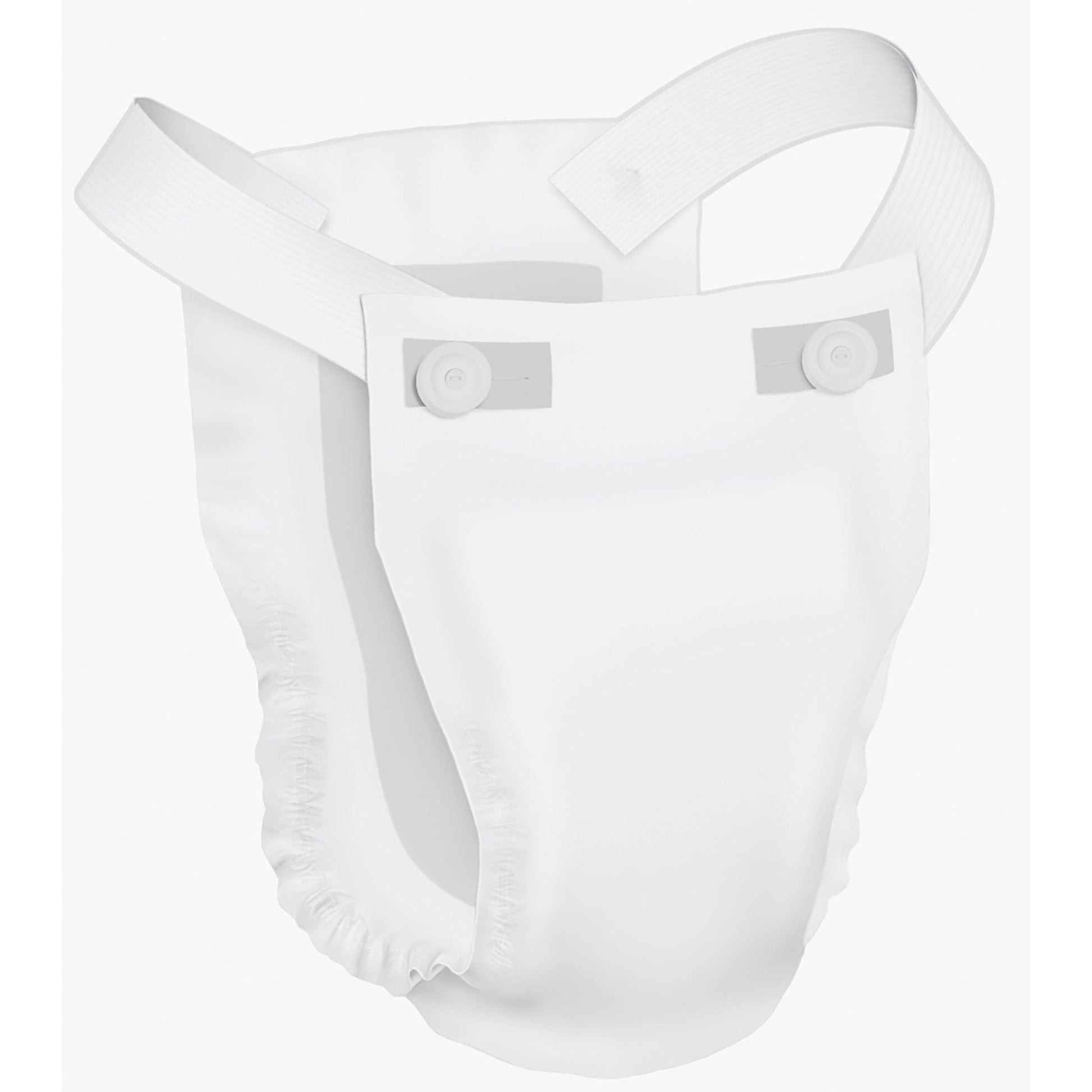 White belted incontinence shield with fastening tabs, one size