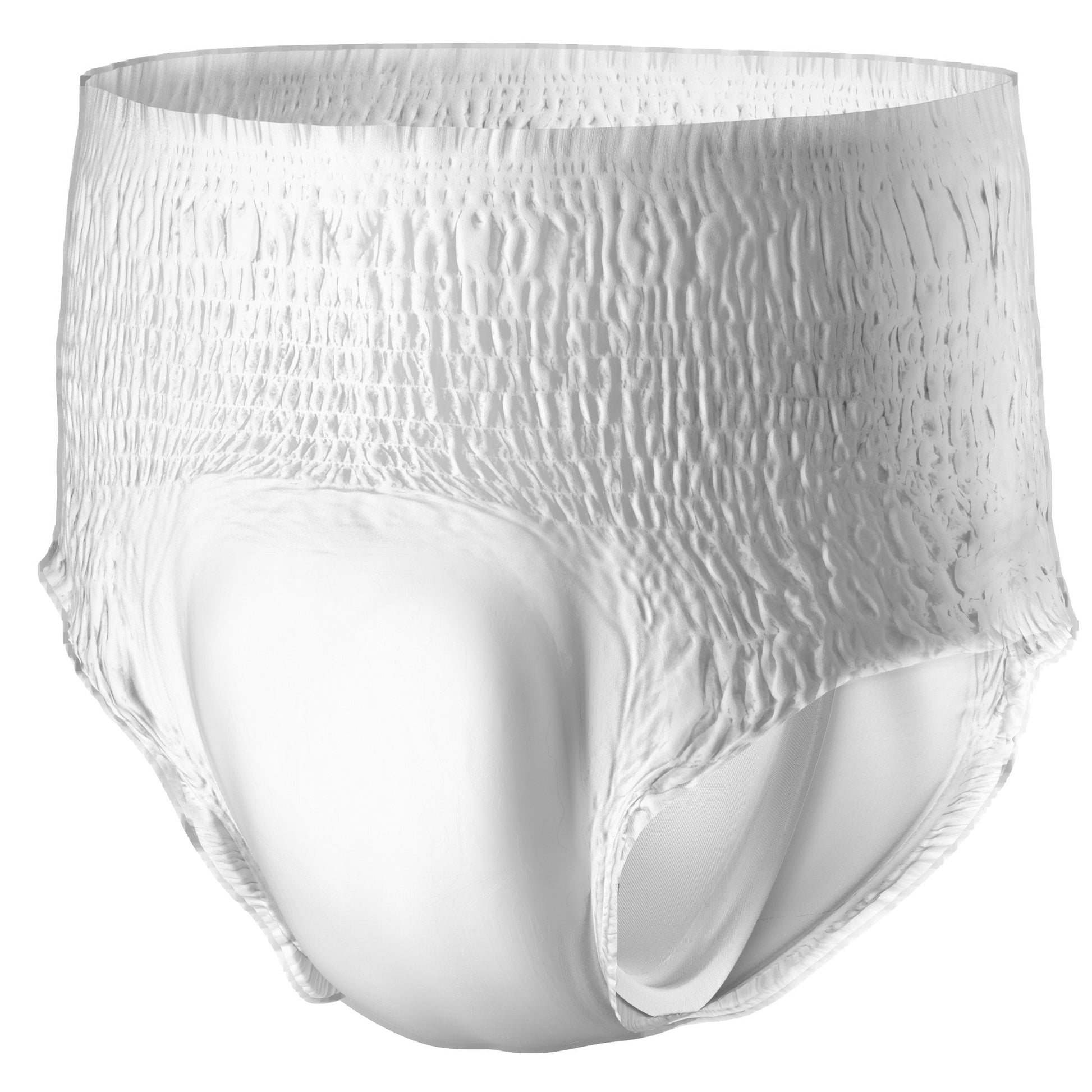 White unisex extra-absorbency daily underwear briefs, full-coverage fit