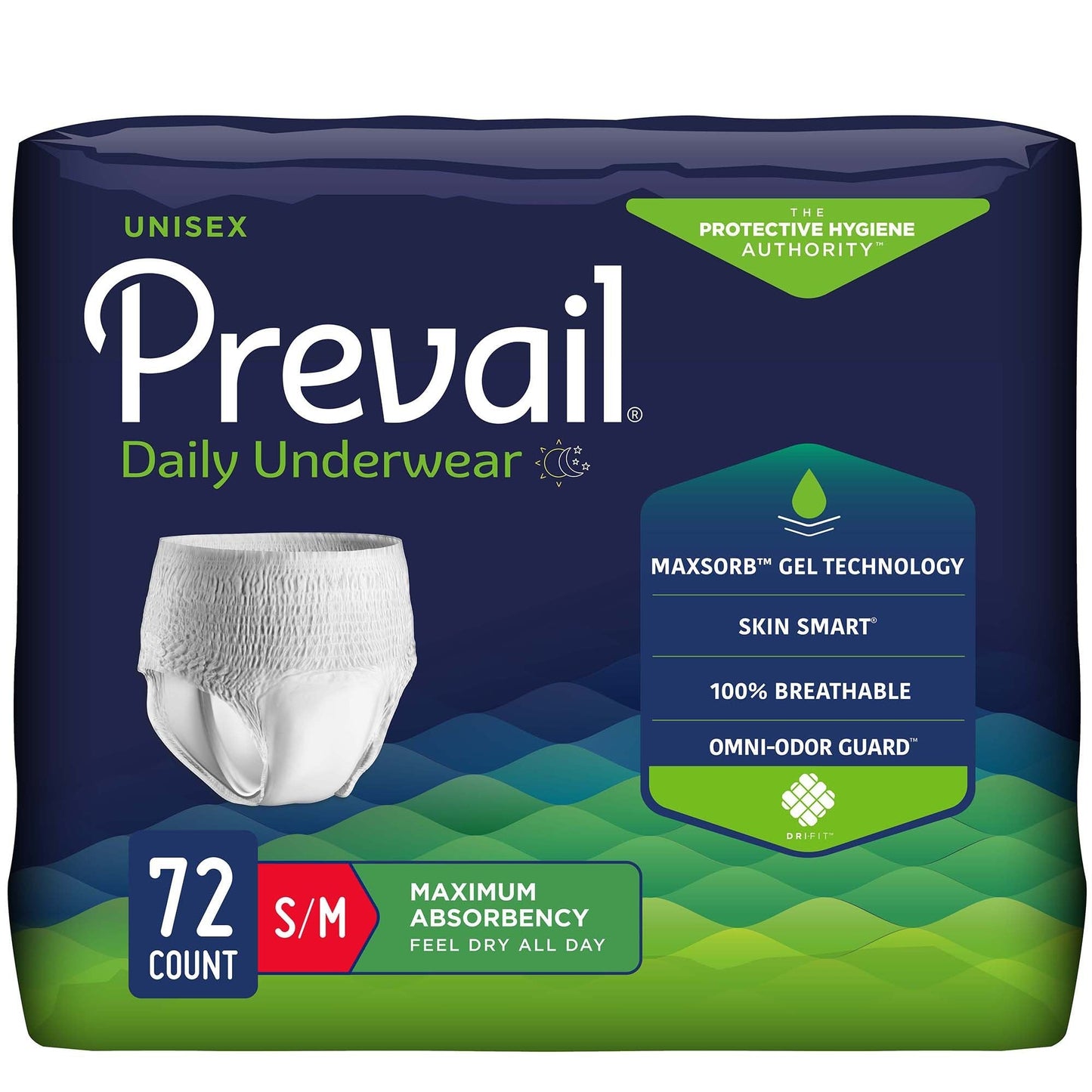 Unisex maximum absorbency daily underwear, S/M, case of 72