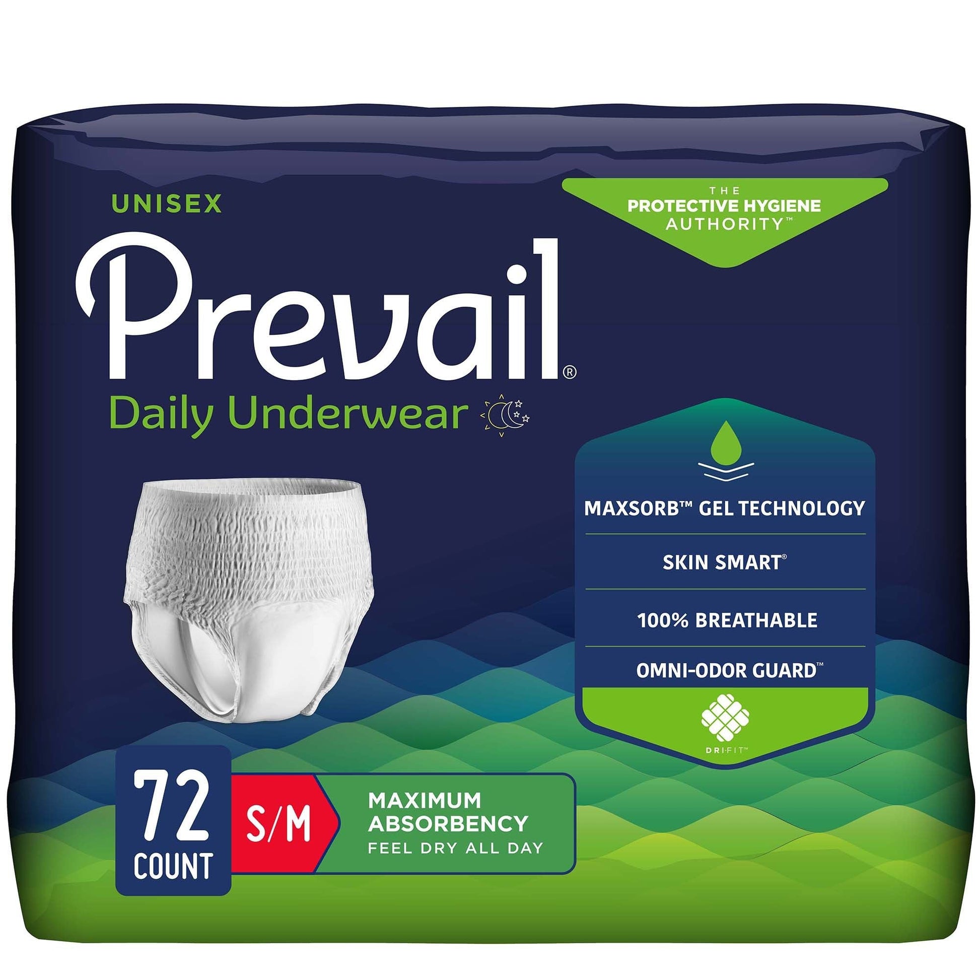 Unisex maximum absorbency daily underwear, S/M, case of 72