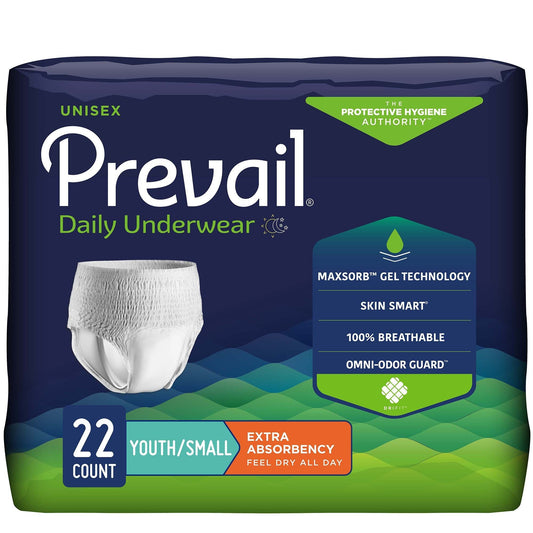 Prevail Daily Underwear for youth/small, extra absorbency, 22-count package