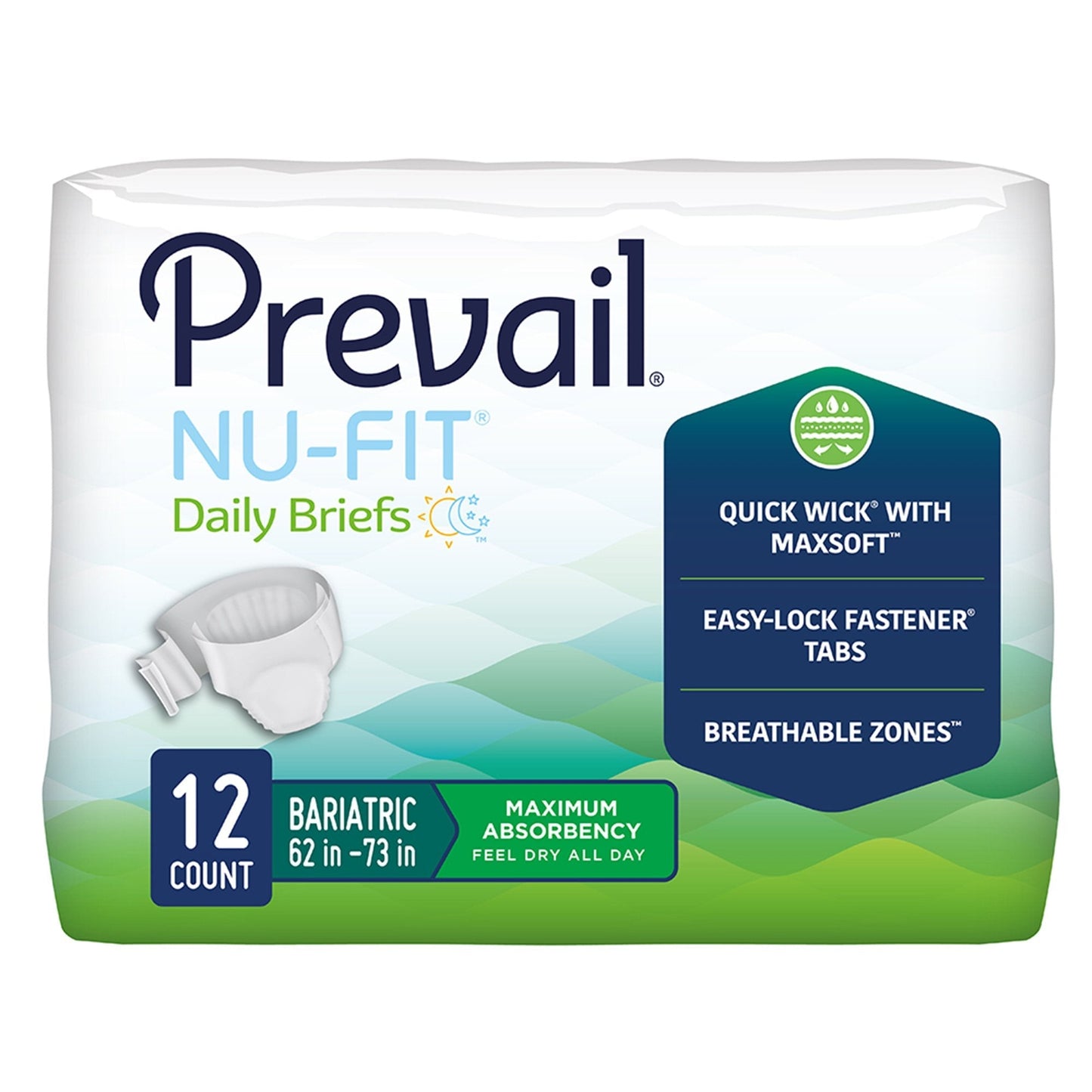 Daily briefs, size 2XL, maximum absorbency, 12-count package front