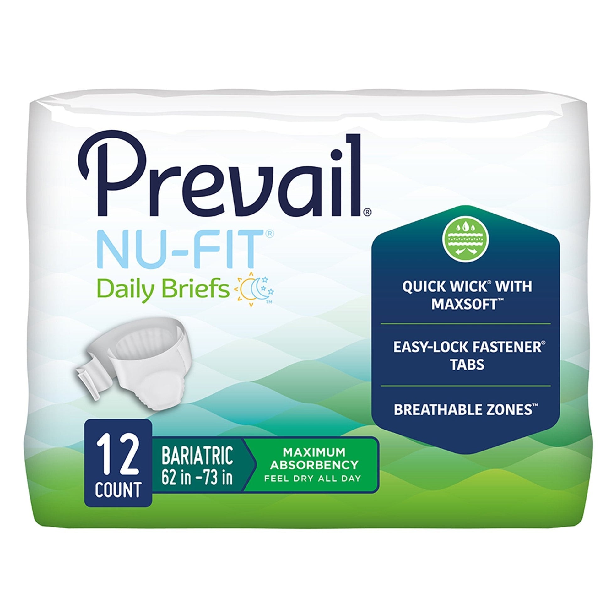 Daily briefs, size 2XL, maximum absorbency, 12-count package front