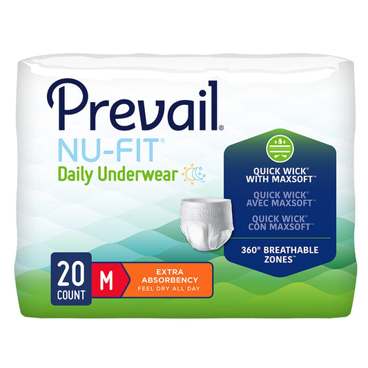 Pull-on underwear, extra-absorbency, size M, 20 count, Prevail Nu-Fit